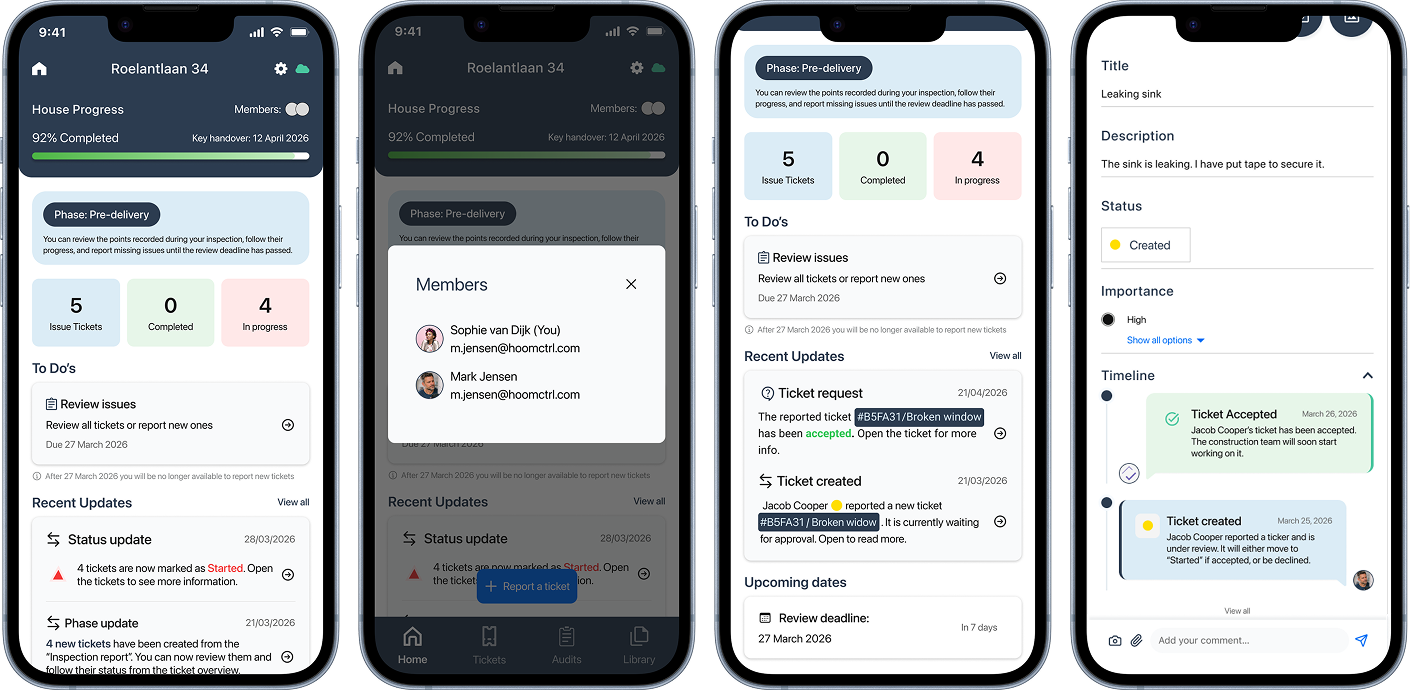 Homebuyer group concept showing shared access, members and shared ticket updates